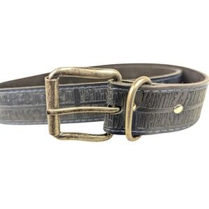 36" Y2K Marithe Francois Girbaud Black Leather Logo Debossed Belt